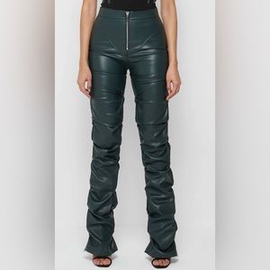 Vegan Leather Stacked Pants. Maniere De Voir.